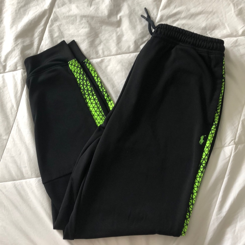 Boys Polo Ralph Lauren Black and Neon Joggers
